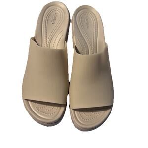 New Crocs LiteRide Brooklyn Slide Slip On Mules Heels Shoes 9 Minimalist Neutral